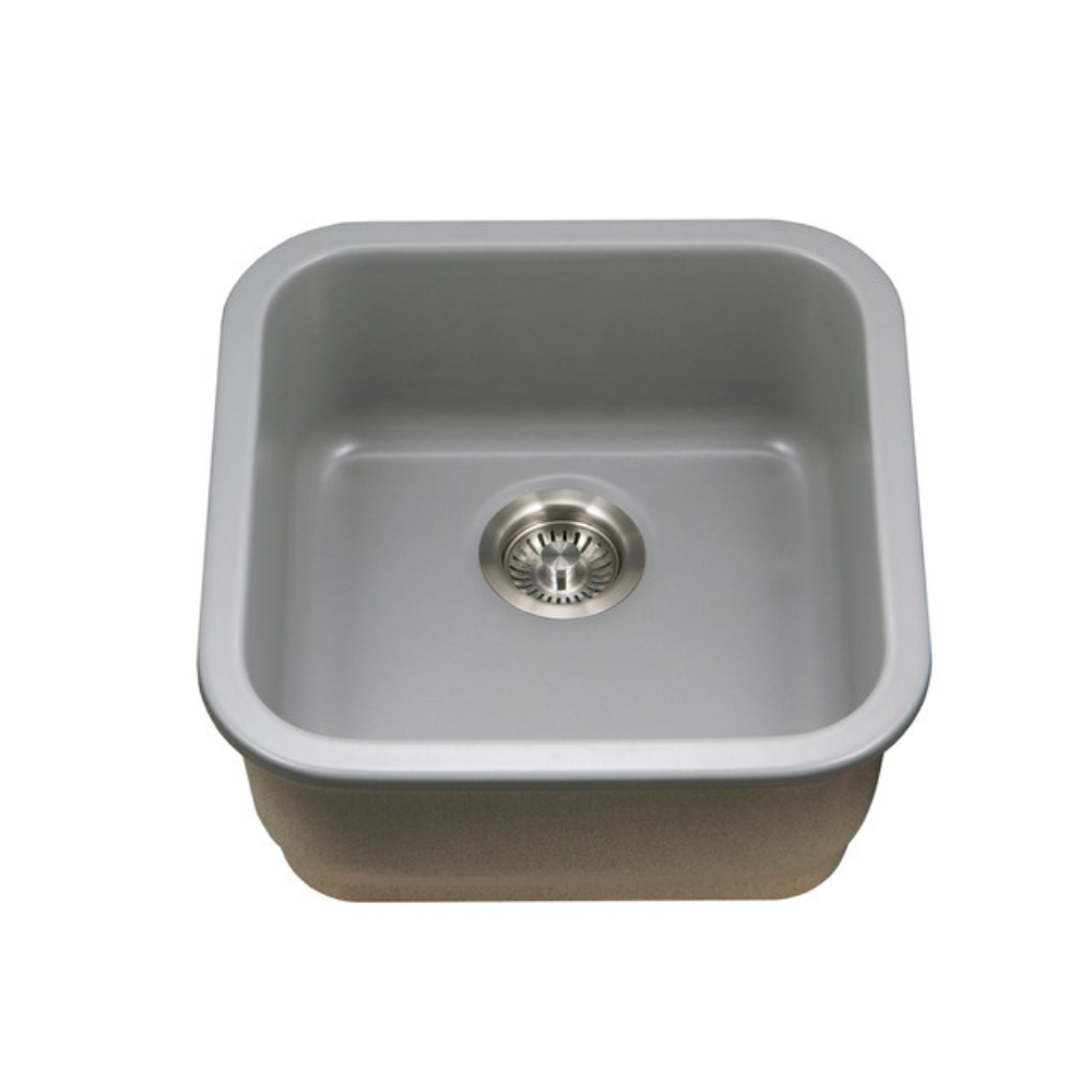 Houzer Platus PTB-1919-GR 19" Biscuit Single Square Undermount Fire Clay Sink