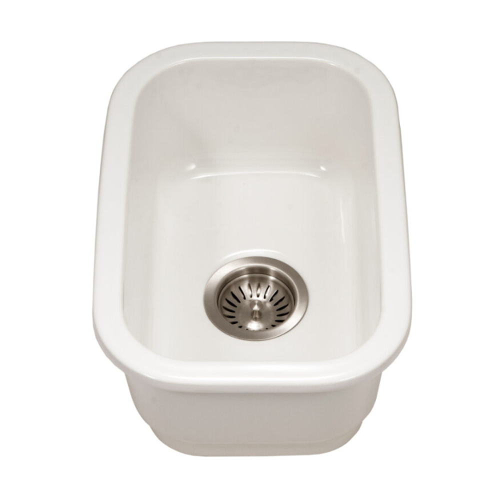 Houzer Platus PTB-1318-WH 13" White Single Undermount Fire Clay Sink