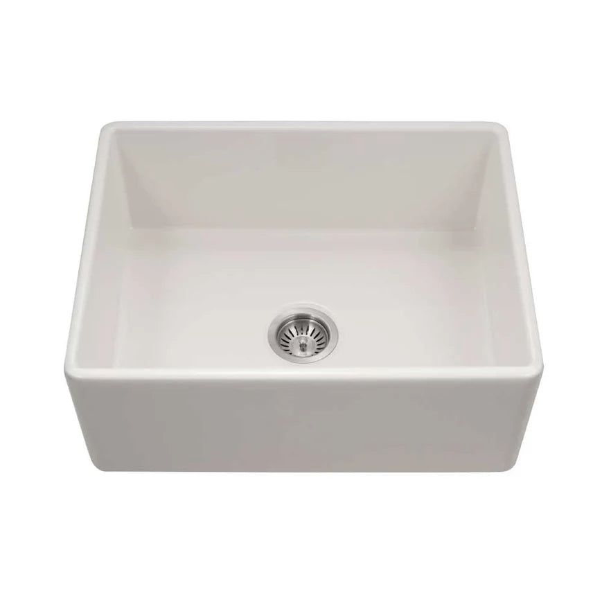 Houzer Platus PTS-2600-BQ 26" Biscuit Single Bowl Fireclay Farmhouse Sink