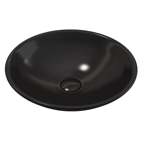 BOCCHI Venezia 15" Matte Black Fireclay Vessel Bathroom Sink with Matching Drain Cover