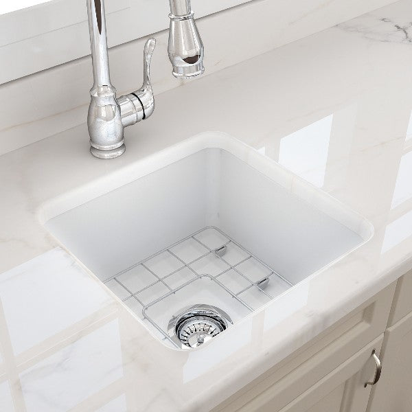 BOCCHI Sotto 18" Matte White Fireclay Undermount Bar Prep or Kitchen Sink