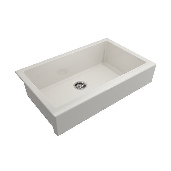 BOCCHI Nuova Pro 34" Biscuit Single Bowl Fireclay Farmhouse Sink with Grid