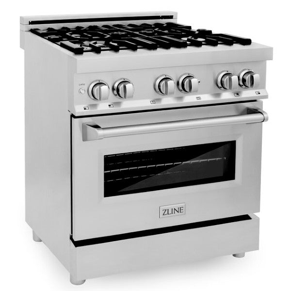 ZLINE 30" Stainless Steel 4.0 cu. ft. Dual Fuel Range with Gas Stove and Electric Oven