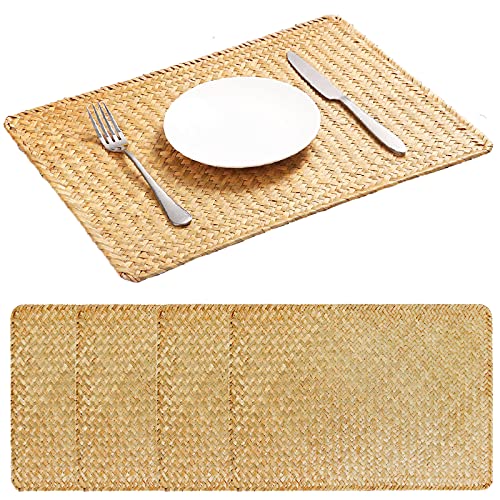 Handmade Seagrass Placemats Set of 4, 17'' X 12'' Rattan Woven Placema ...