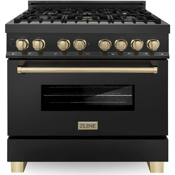 ZLINE Autograph Edition 36" Black Stainless Steel 4.6 cu. ft. Dual Fuel Freestanding Gas Range