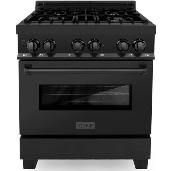 ZLINE 30" Black Stainless Steel 4.0 cu. ft. Dual Fuel Range w/ Gas Stove & Electric Oven