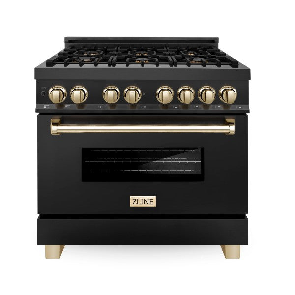 ZLINE Autograph Edition 36" Black Stainless Steel 4.6 cu. ft. Dual Fuel Freestanding Gas Range