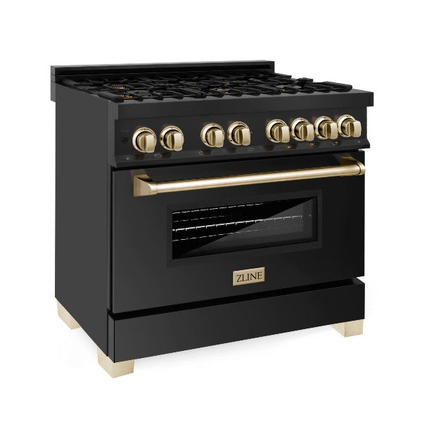 ZLINE Autograph Edition 36" Black Stainless Steel 4.6 cu. ft. Dual Fuel Freestanding Gas Range