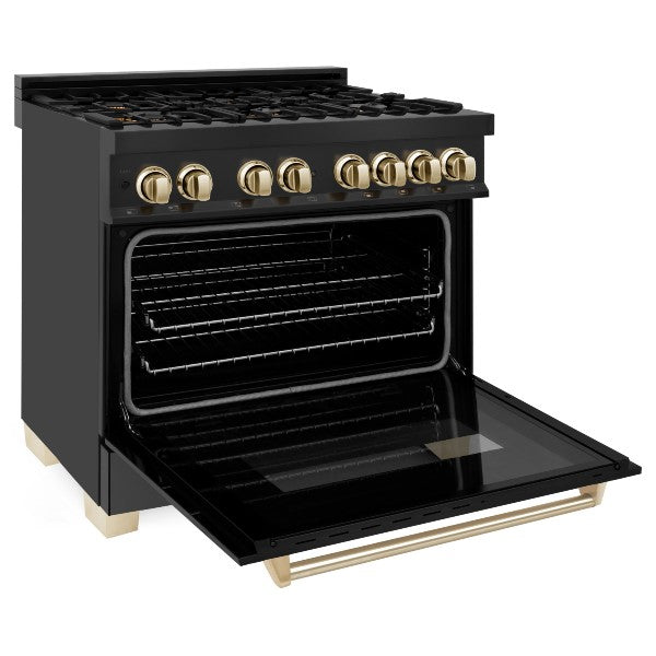 ZLINE Autograph Edition 36" Black Stainless Steel 4.6 cu. ft. Dual Fuel Freestanding Gas Range