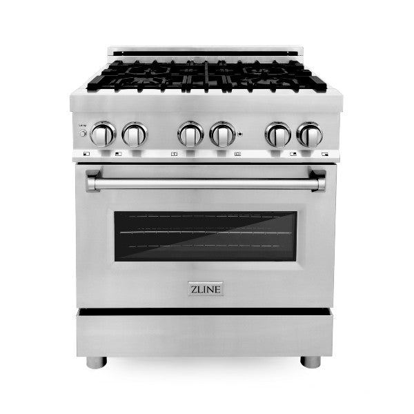 ZLINE 30" Stainless Steel 4.0 cu. ft. Dual Fuel Range with Gas Stove and Electric Oven